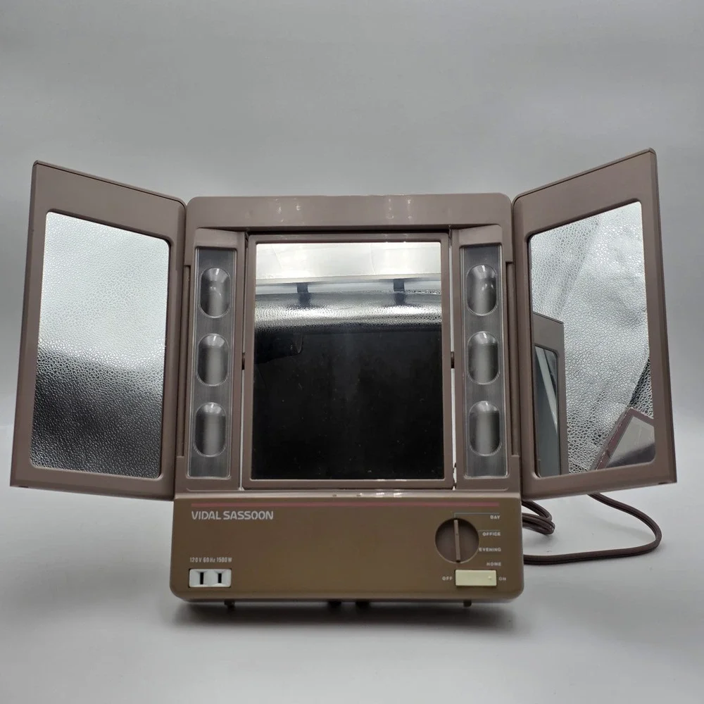 Vintage Vidal Sassoon 3 Sided‎ 4 Way Light Up Makeup Mirror Model VS475 Works